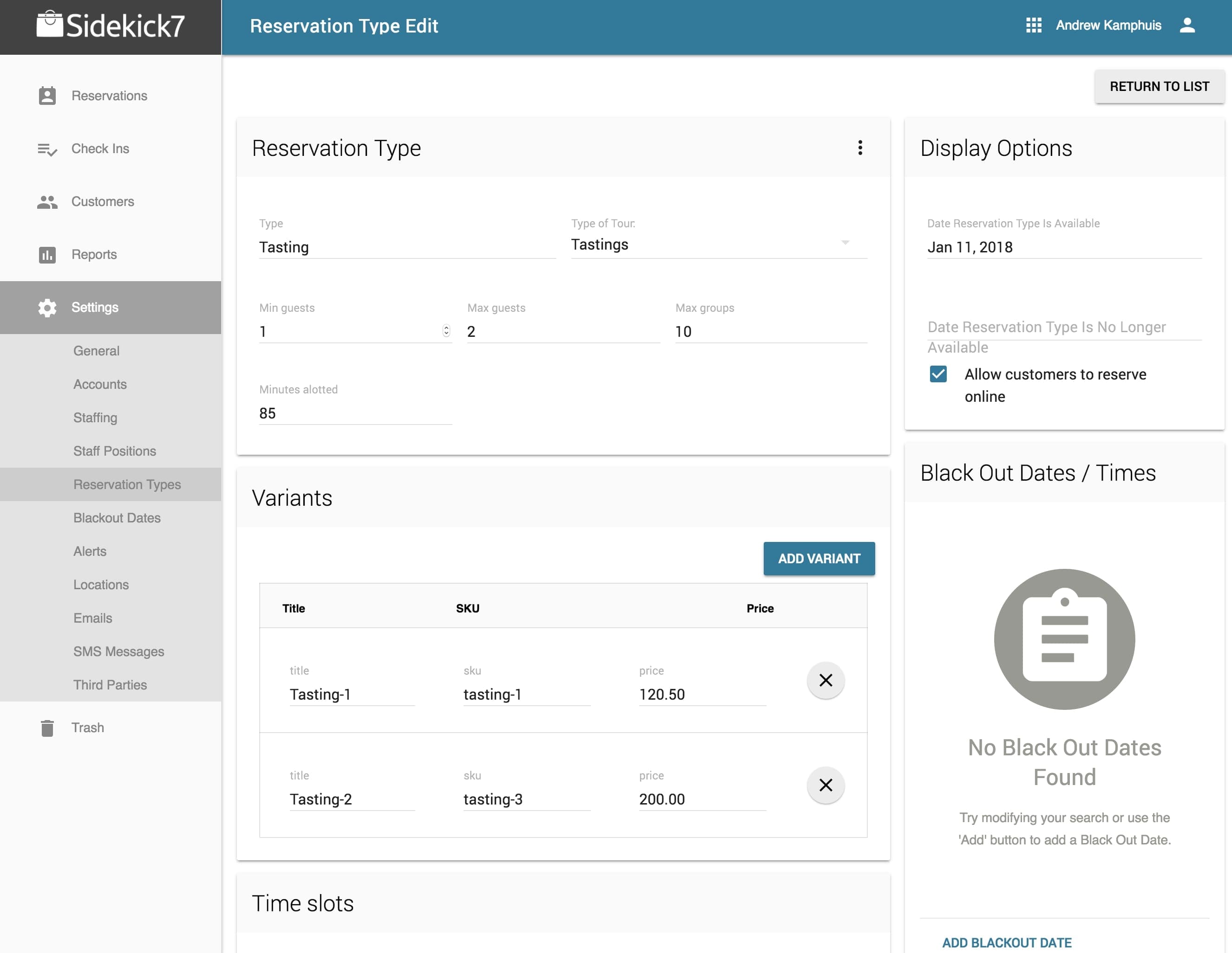 Wine Tour Reservation System