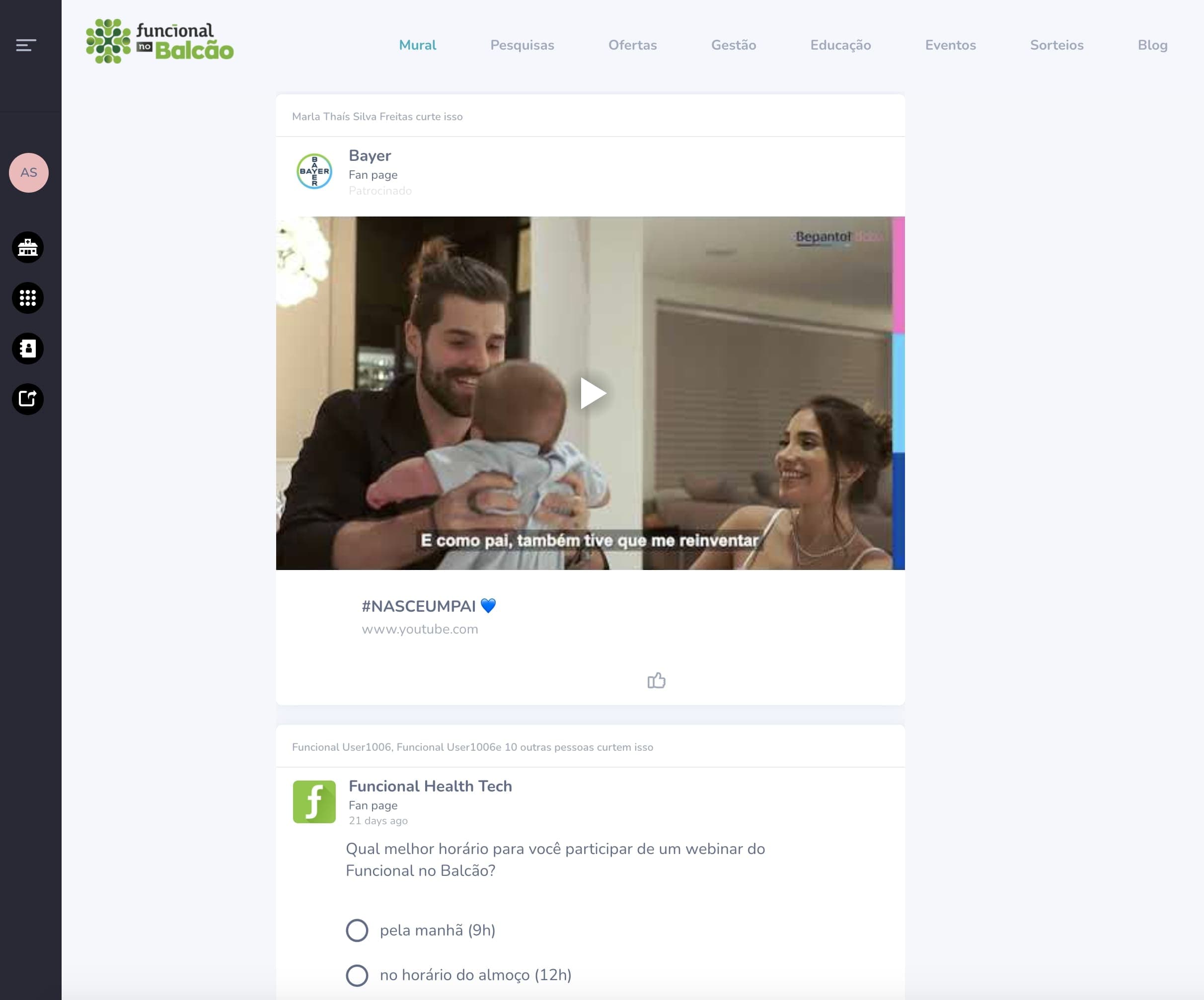 The newsfeed has such features as posts, comments, linking external sites, videos, polls and sharing. It also supports promoting content and products through sponsored posts.
