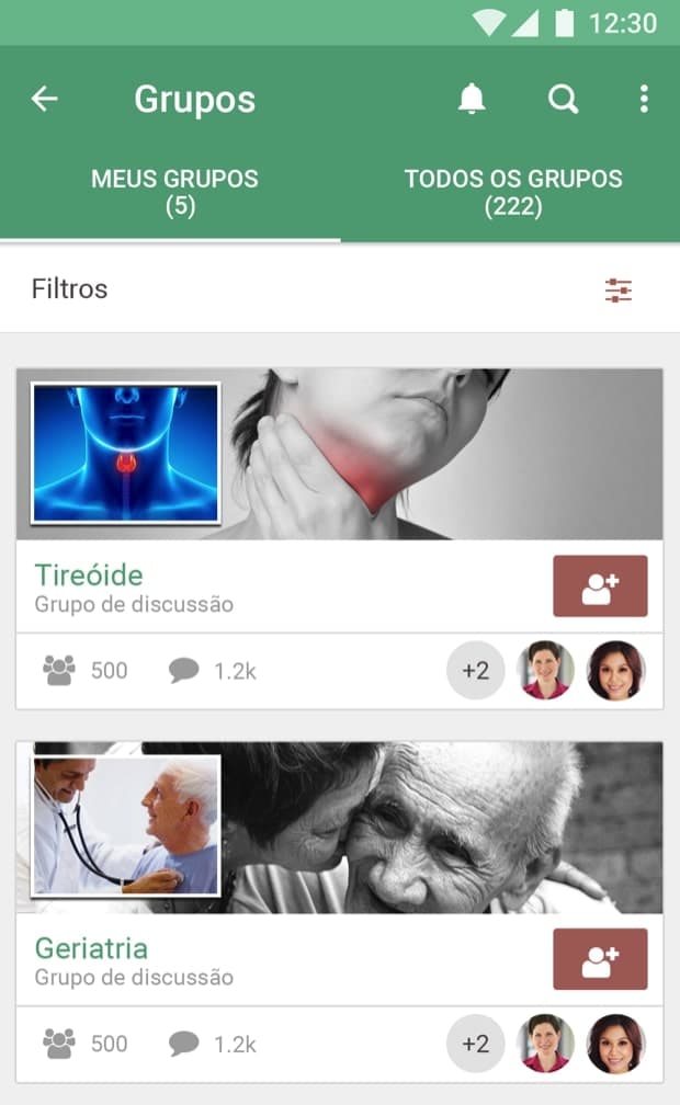 O aplicativo móvel foi construído usando o reagente nativo e cobriu todas as funcionalidades da web.