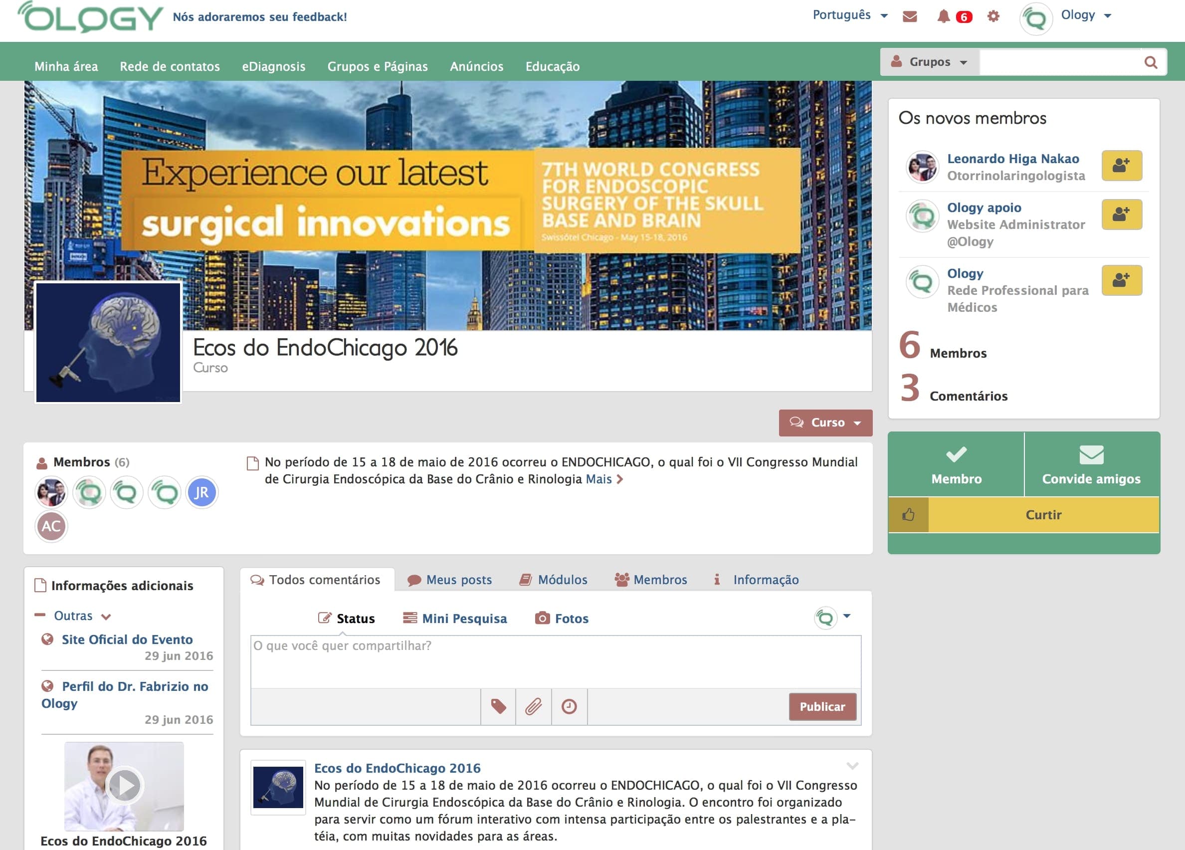 O Ology continha funcionalidade de rede social, diagnóstico comunitário, ferramenta de busca para encontrar interações médicas e videoconferência integrada.